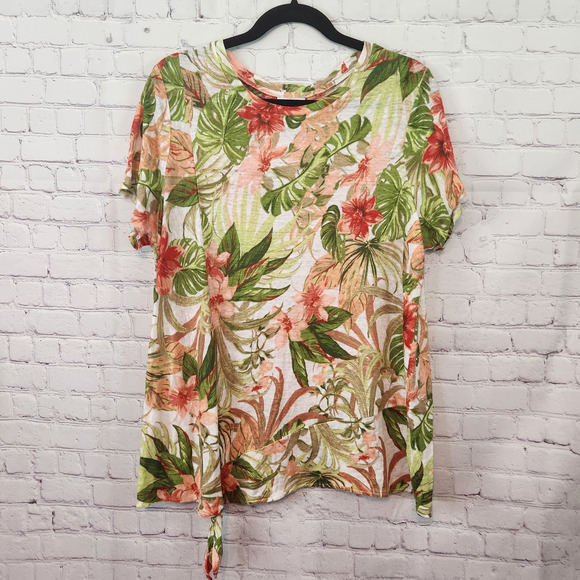 J. Jill Tops - J. Jill Love Linen Tropical Hawaiian 100% Linen Short Sleeve Top Women's 1X